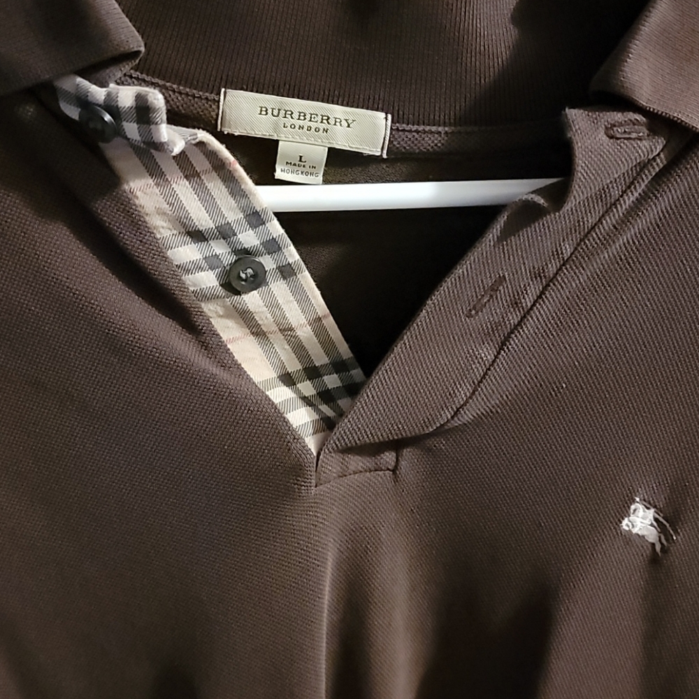 Burberry men's Large cotton Polo Brown